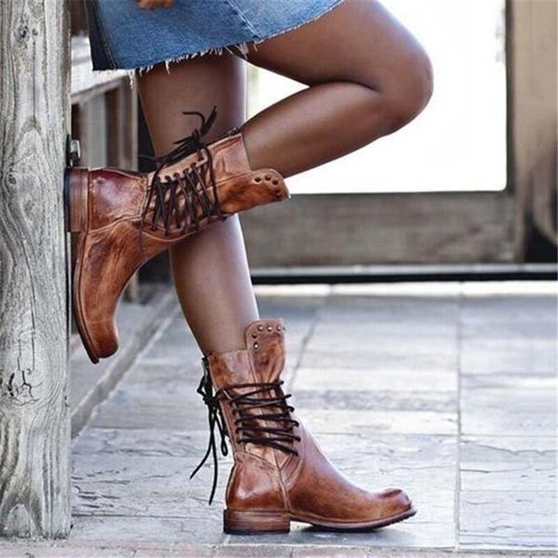 Camille - Bottines Mi-Mollet Cloutées Vintage