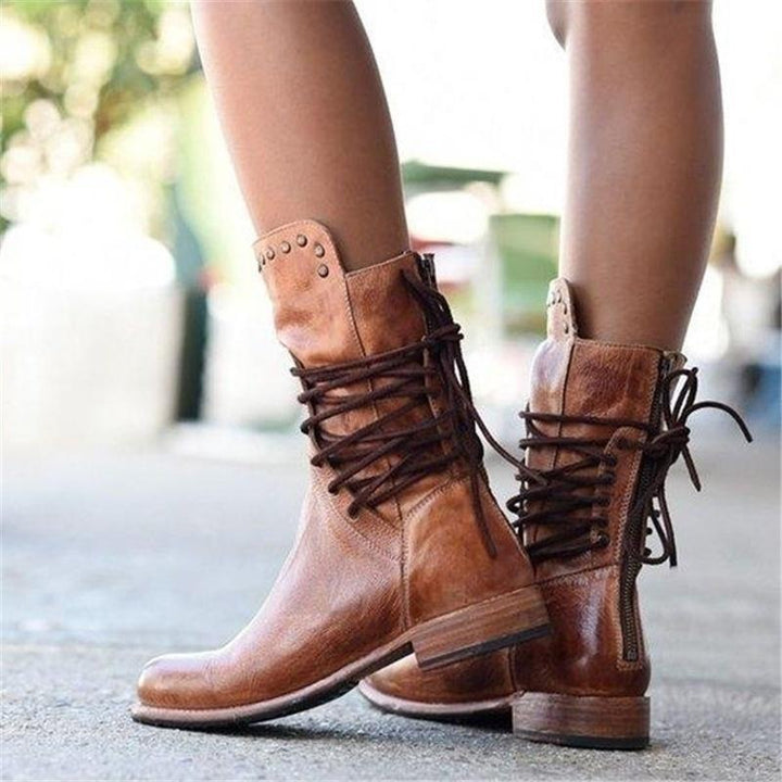 Camille - Bottines Mi-Mollet Cloutées Vintage