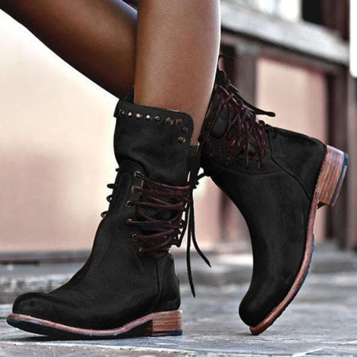 Camille - Bottines Mi-Mollet Cloutées Vintage