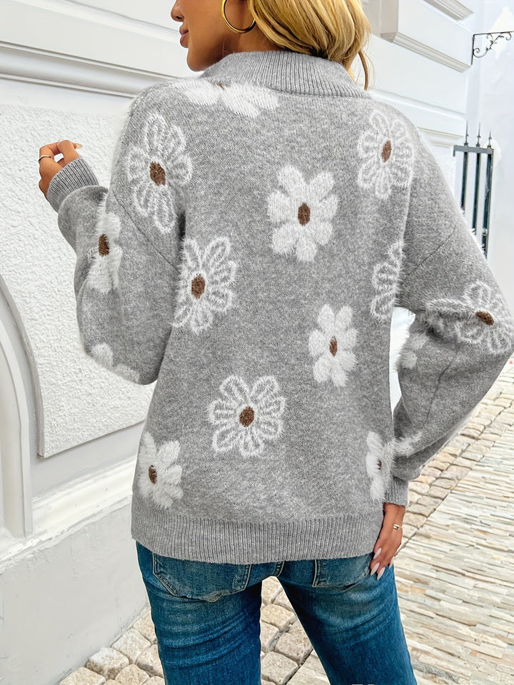 Monique - Cardigan fleuri doux intemporel élégant
