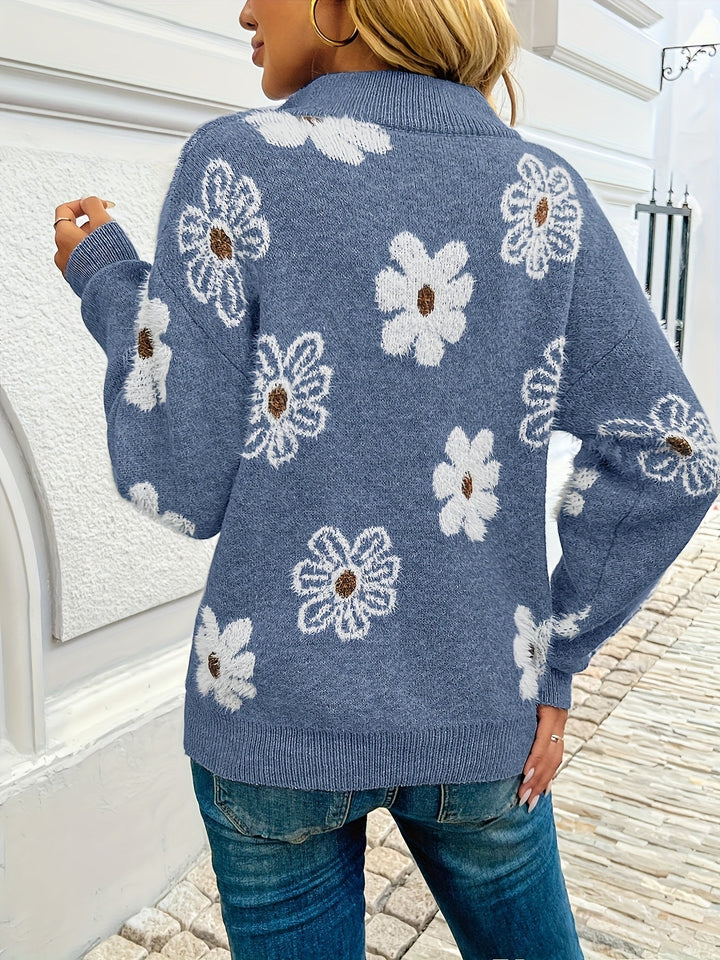 Monique - Cardigan fleuri doux intemporel élégant