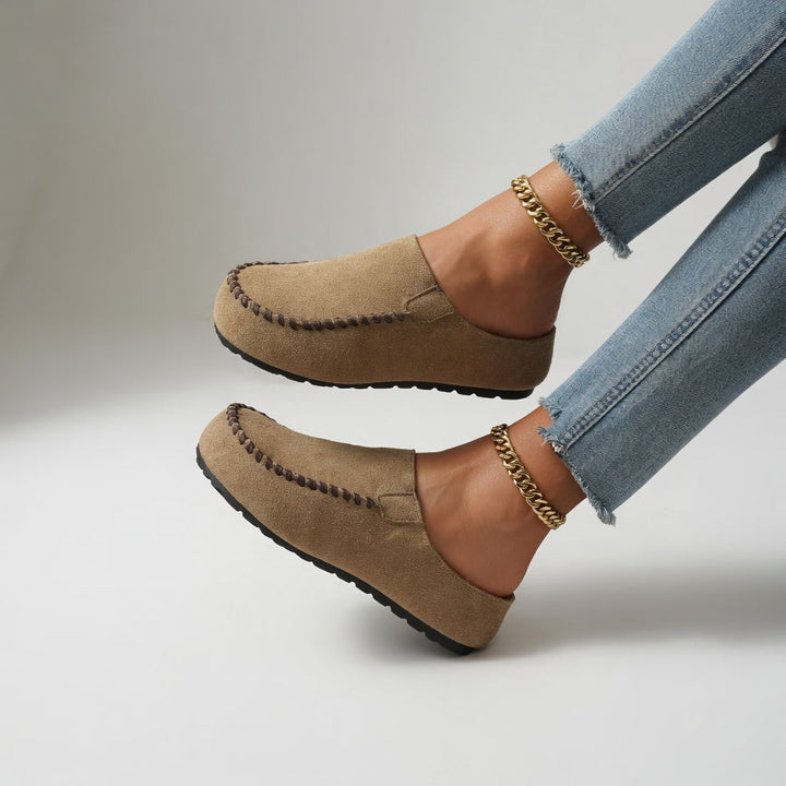 Nanette - Mocassin suédé bicolore surpiqûres confort naturel