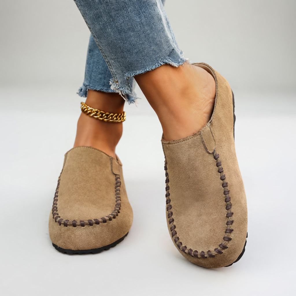 Nanette - Mocassin suédé bicolore surpiqûres confort naturel