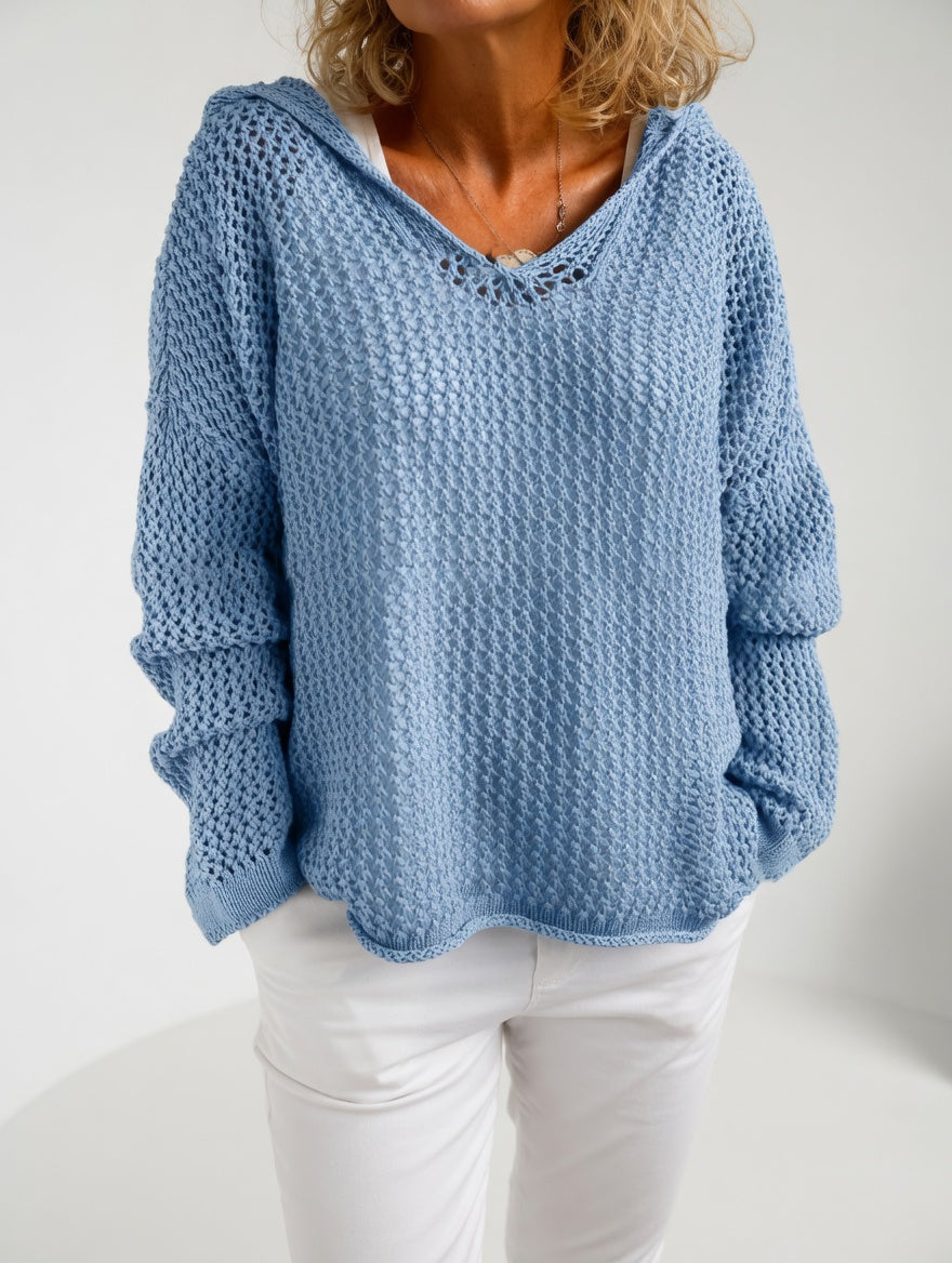 Évarielle - Pull maille ajourée col décontracté