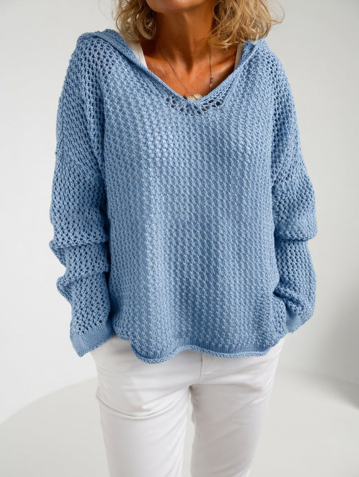 Évarielle - Pull maille ajourée col décontracté