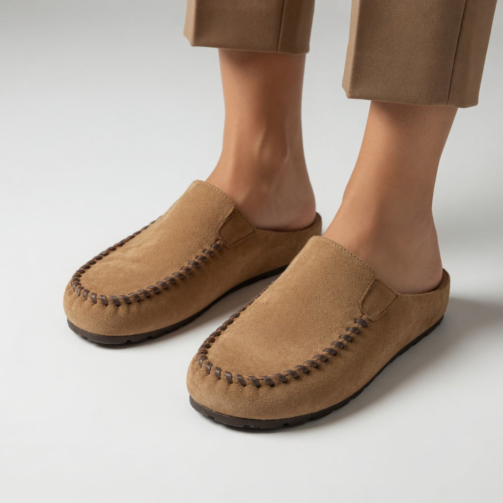 Nanette - Mocassin suédé bicolore surpiqûres confort naturel