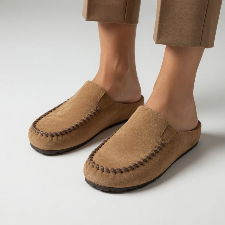 Nanette - Mocassin suédé bicolore surpiqûres confort naturel