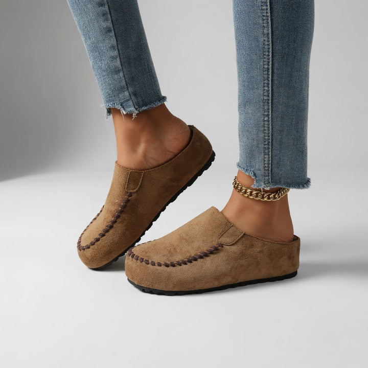 Nanette - Mocassin suédé bicolore surpiqûres confort naturel