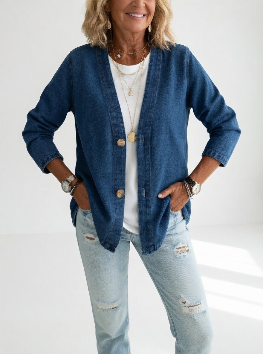 Claironne - Veste denim élégante décontractée intemporelle