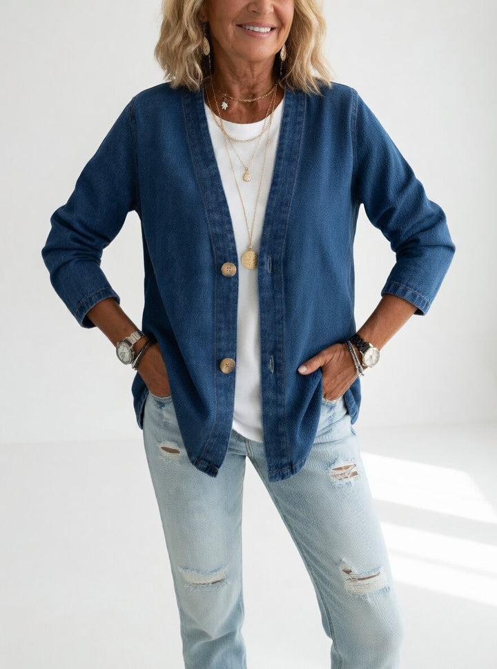 Claironne - Veste denim élégante décontractée intemporelle