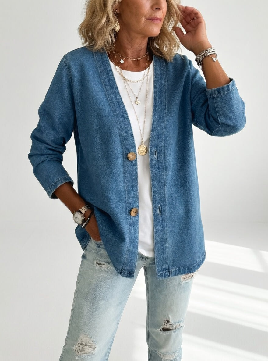 Claironne - Veste denim élégante décontractée intemporelle
