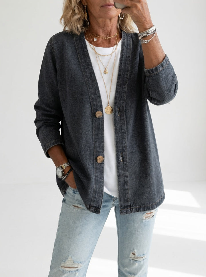 Claironne - Veste denim élégante décontractée intemporelle