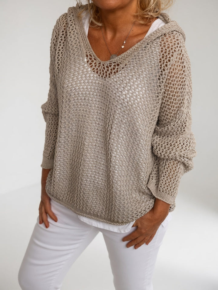 Évarielle - Pull maille ajourée col décontracté
