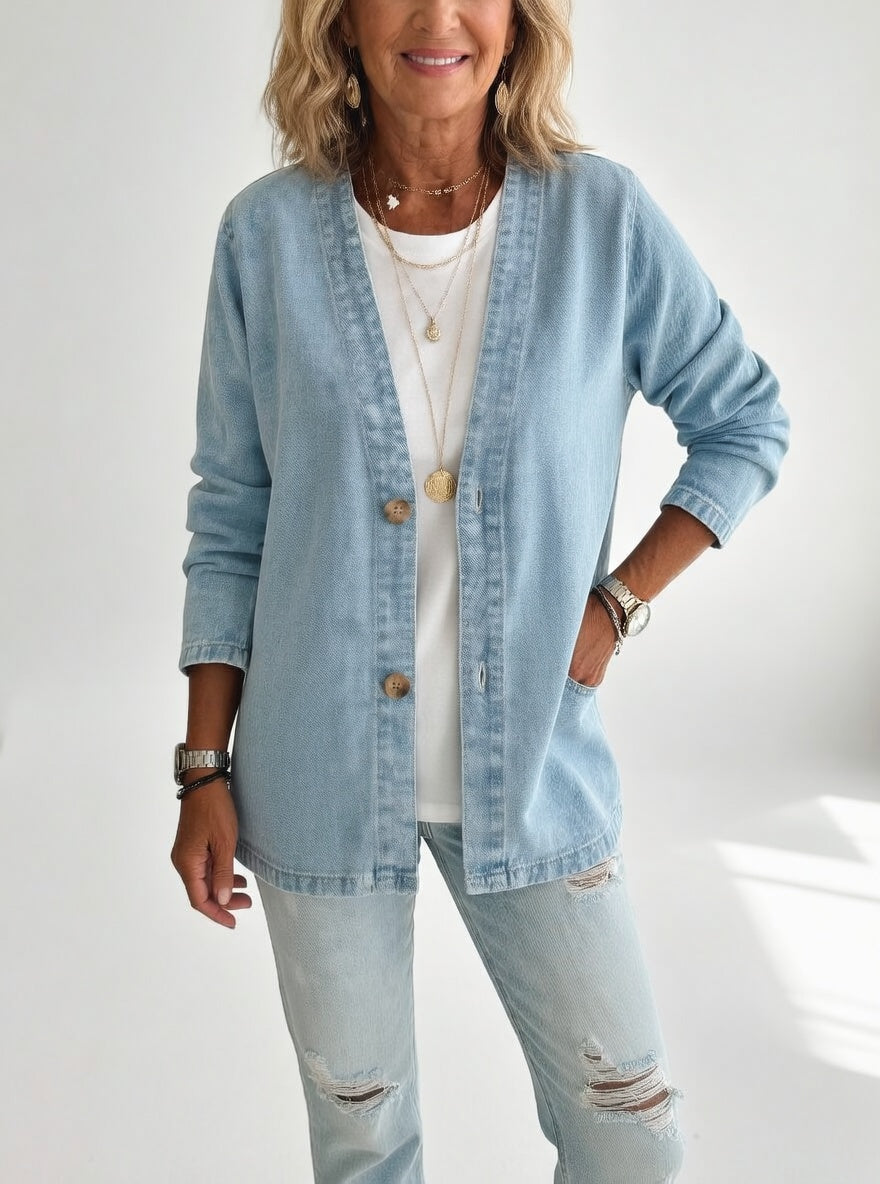Claironne - Veste denim élégante décontractée intemporelle