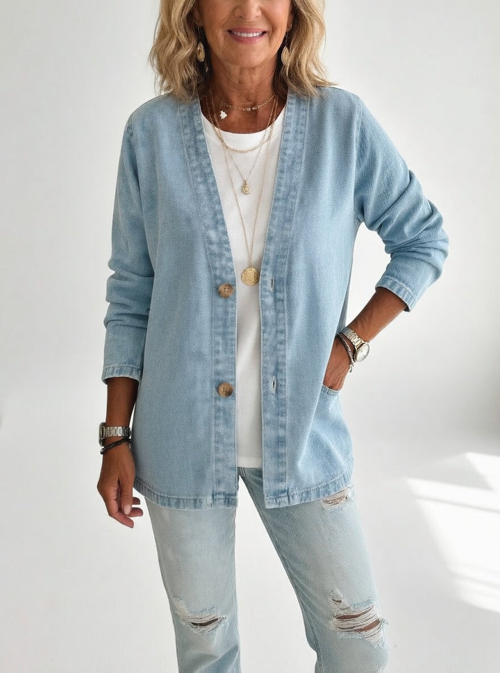 Claironne - Veste denim élégante décontractée intemporelle