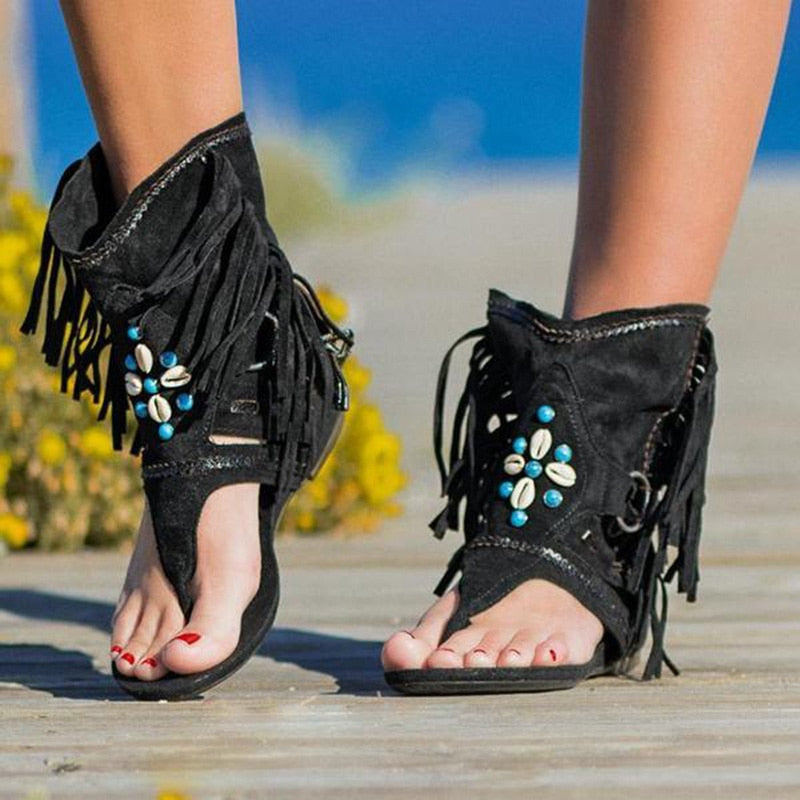 Blanche - Sandales Bohèmes pour Femme, Look Tendance Été