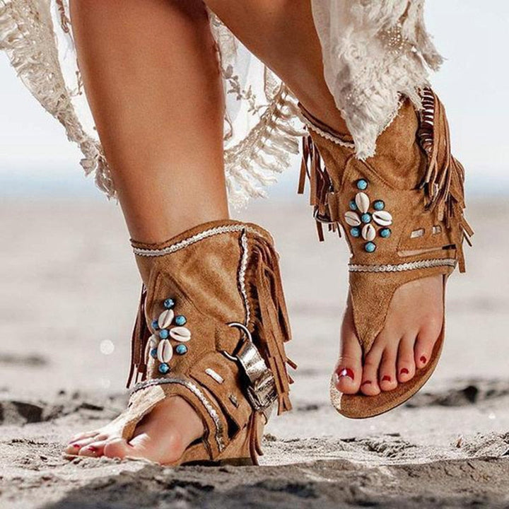 Blanche - Sandales Bohèmes pour Femme, Look Tendance Été