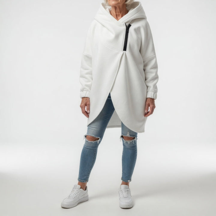 Doriane - Sweat zippé asymétrique douillet style urbain