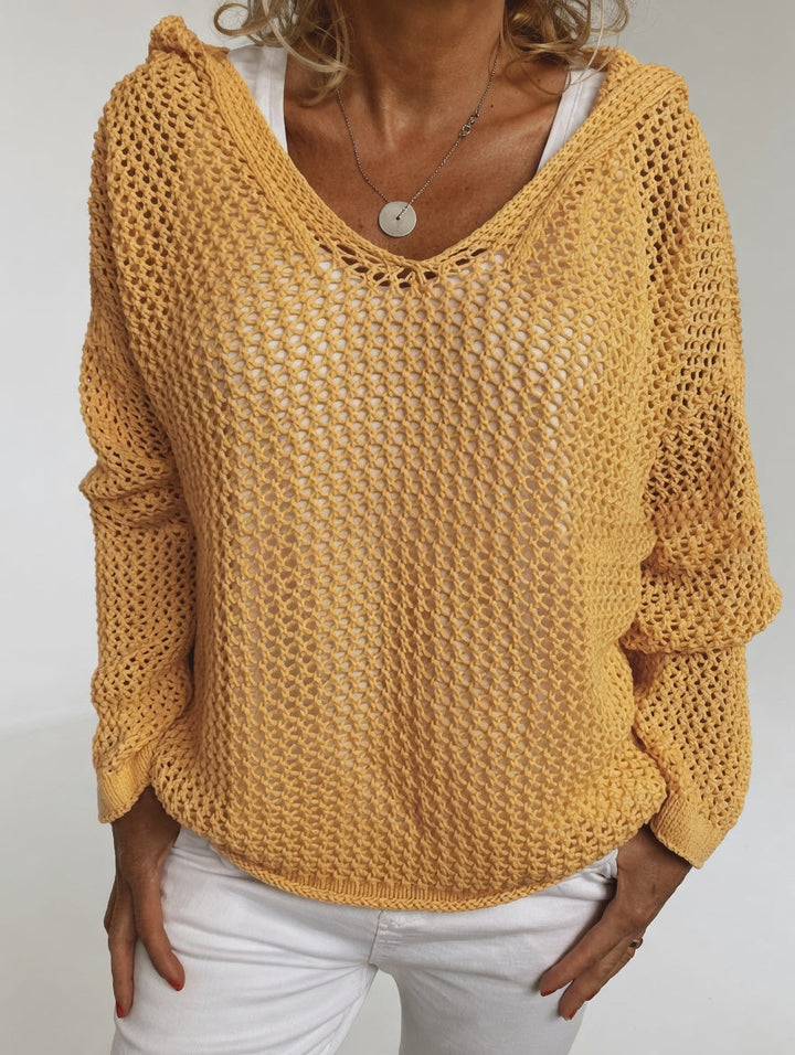 Évarielle - Pull maille ajourée col décontracté