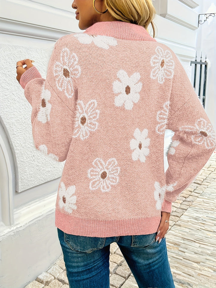 Monique - Cardigan fleuri doux intemporel élégant