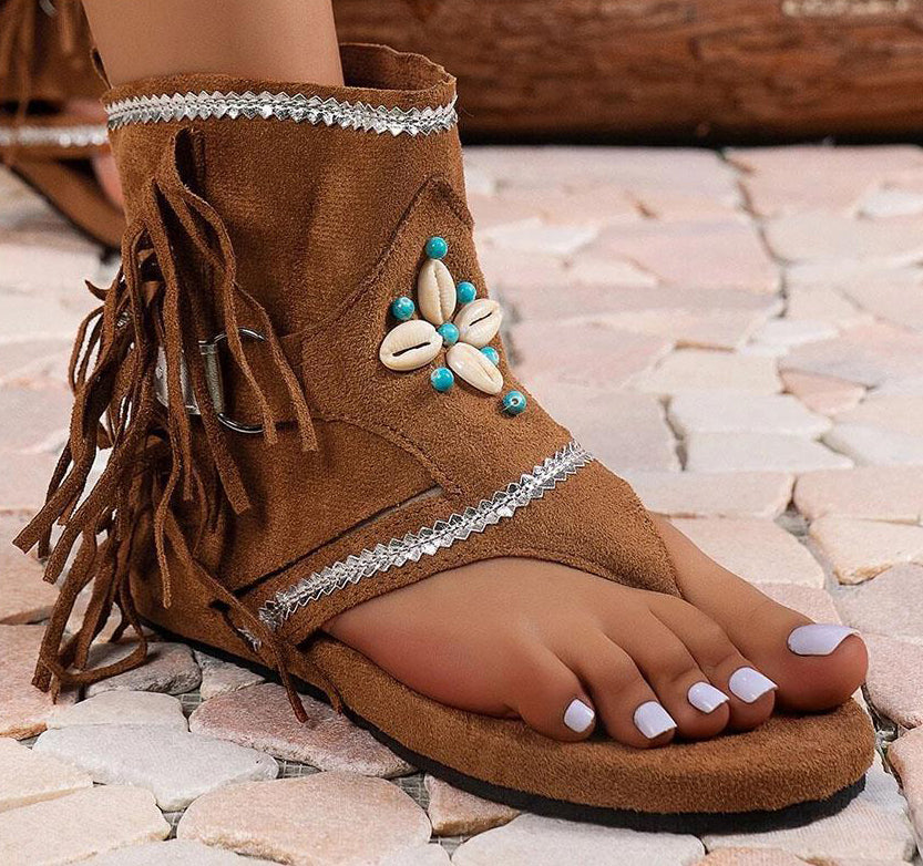 Blanche - Sandales Bohèmes pour Femme, Look Tendance Été