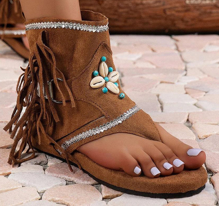 Blanche - Sandales Bohèmes pour Femme, Look Tendance Été