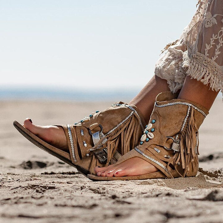 Blanche - Sandales Bohèmes pour Femme, Look Tendance Été