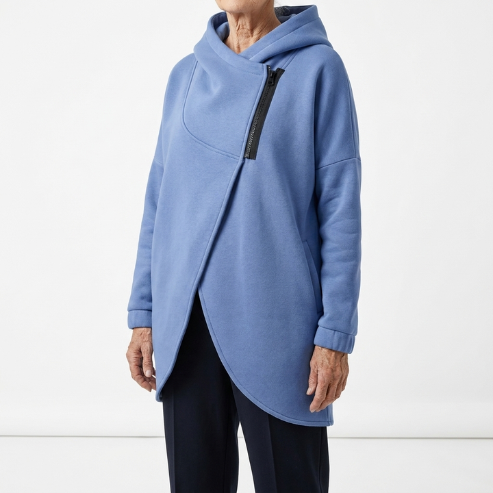 Doriane - Sweat zippé asymétrique douillet style urbain