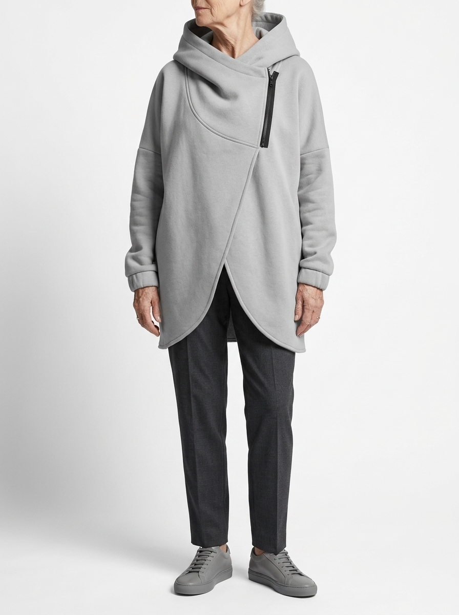 Doriane - Sweat zippé asymétrique douillet style urbain