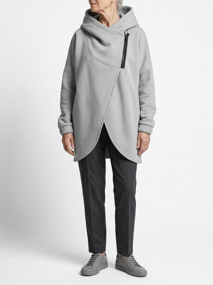 Doriane - Sweat zippé asymétrique douillet style urbain