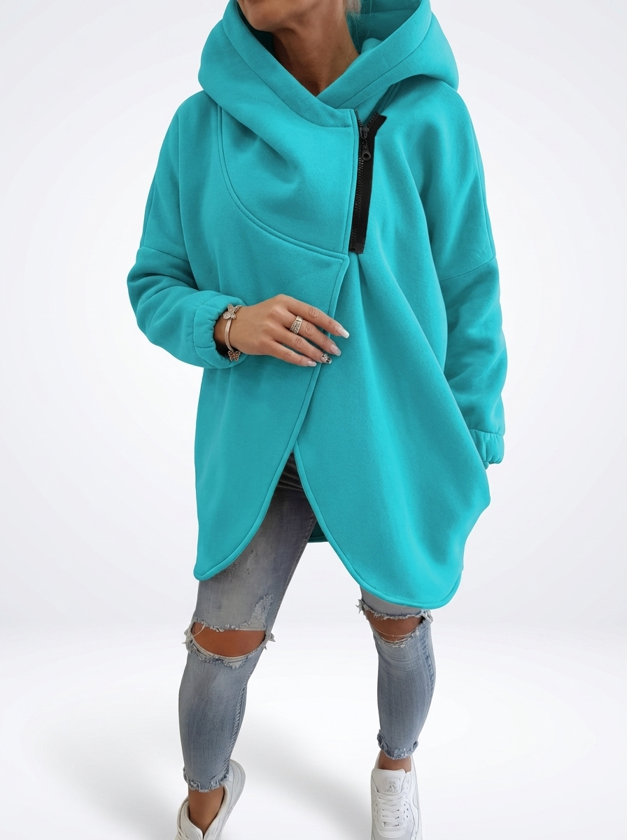 Doriane - Sweat zippé asymétrique douillet style urbain