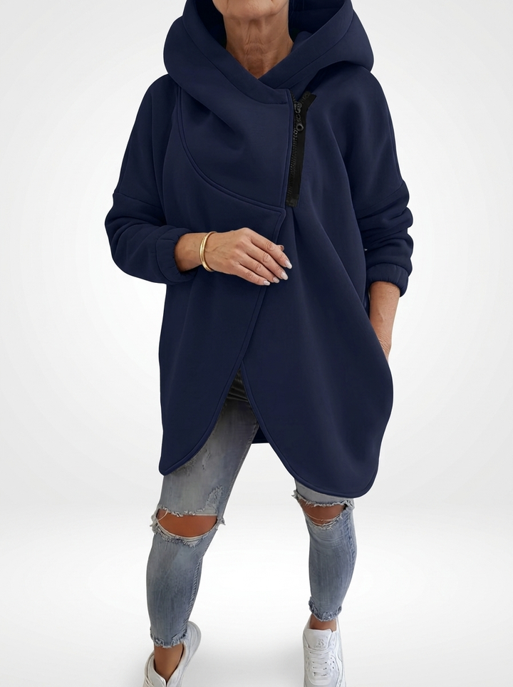 Doriane - Sweat zippé asymétrique douillet style urbain