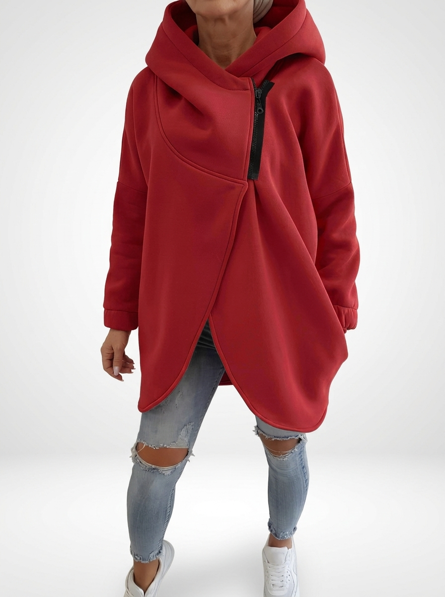 Doriane - Sweat zippé asymétrique douillet style urbain